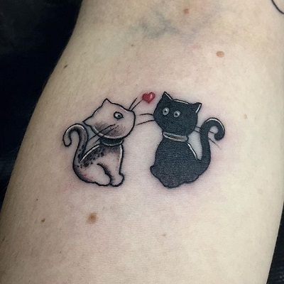 mini tatuagem de um casal de gatinhos