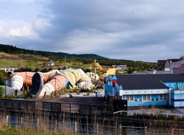 A escultura de Gulliver é tudo o que restou no parque abandonado.