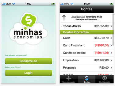 Aplicativo de controle financeiro Minhas Economias