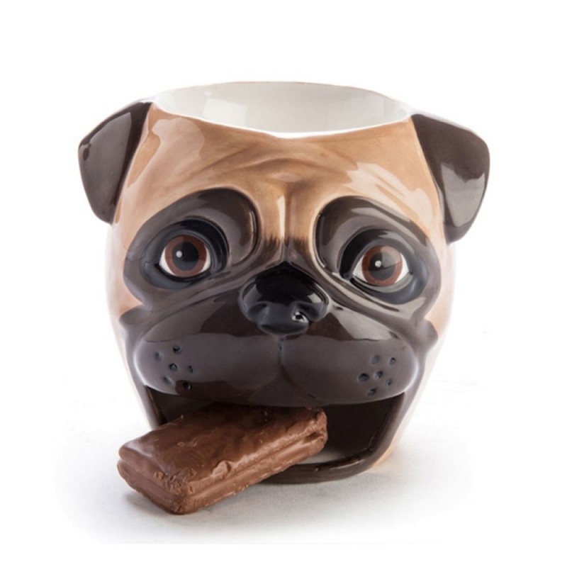 Caneca de pug com porta biscoitos