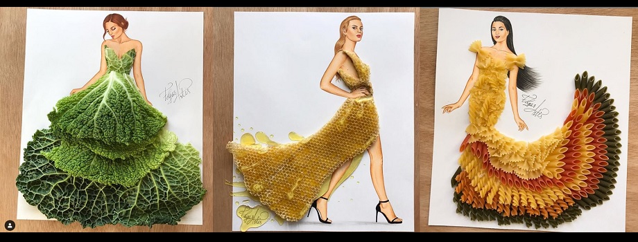 Artista Cria Ilustrações de Vestidos Incríveis Usando Comida - Admirável  Curioso