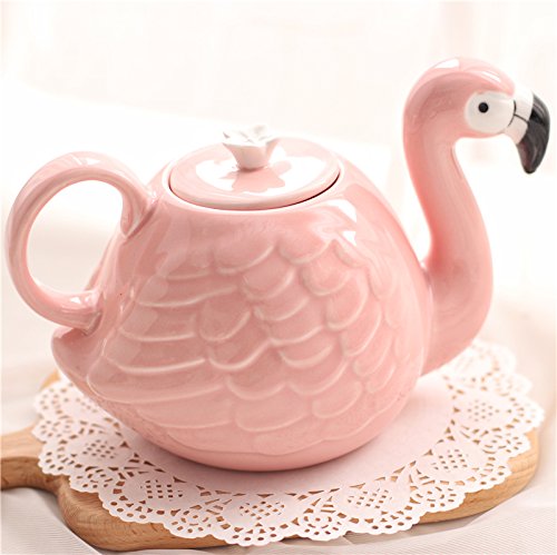 Chaleira de cerâmica em formato de flamingo